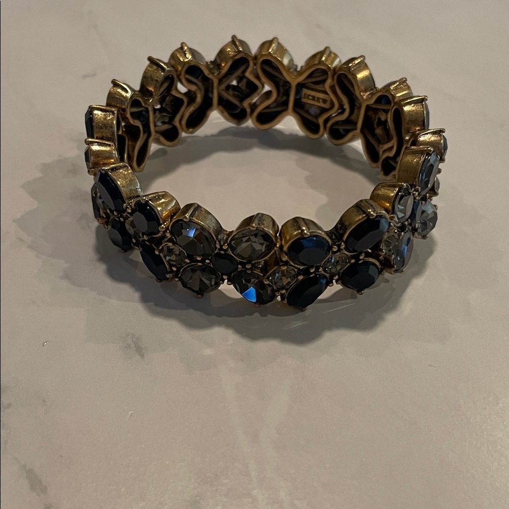 J. Crew Gold and Blue Floral Design Bracelet